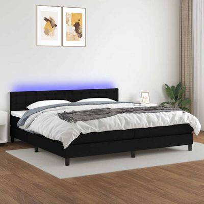 vidaXL Posteľ boxsping s matracom a LED čierna 200x200 cm látka
