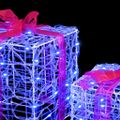 vidaXL Darčeková Škatľa 3 ks 60 LED Modrá 20 x 20 x 20 cm Akryl