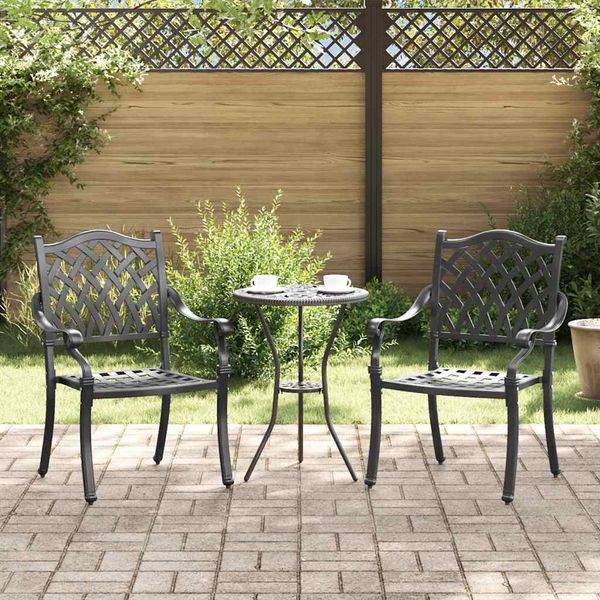 vidaXL Záhradná stolička 2 pcs Čierna 56 x 55 x 92.5cm Hliník