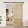 vidaXL Posuvné dvere 86 x 211 cm Borovicový masív Prírodná a čierna