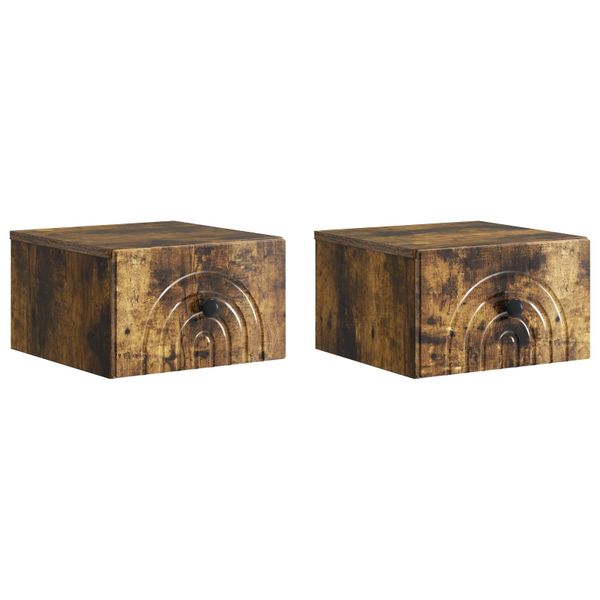 vidaXL Nástenná nočná skrinka 2 pcs Dymový dub 33 x 34,5 x 20 cm