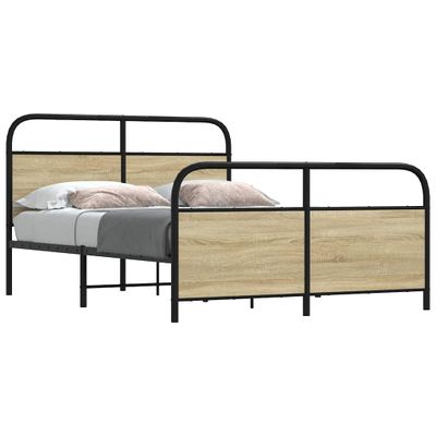 vidaXL Kovový posteľný rám bez matraca dub sonoma 137x190 cm