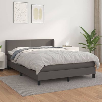 vidaXL Boxspring posteľ s matracom sivá 140x200 cm umelá koža