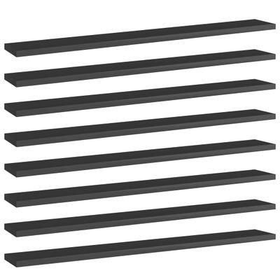 vidaXL Prídavné police 8 ks, lesklé čierne 80x10x1,5 cm, drevotrieska