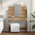 vidaXL Toaletný stolík s LED svetlami dub artisan 96x40x142 cm