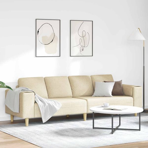 vidaXL Pohovka do obývačky Krémová 250 x 77 x 76 cm Polyester