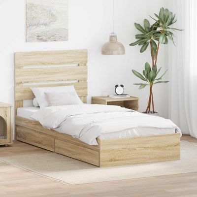 vidaXL Úložná posteľ Sonoma dub 100 x 200 cm Kompozitné drevo