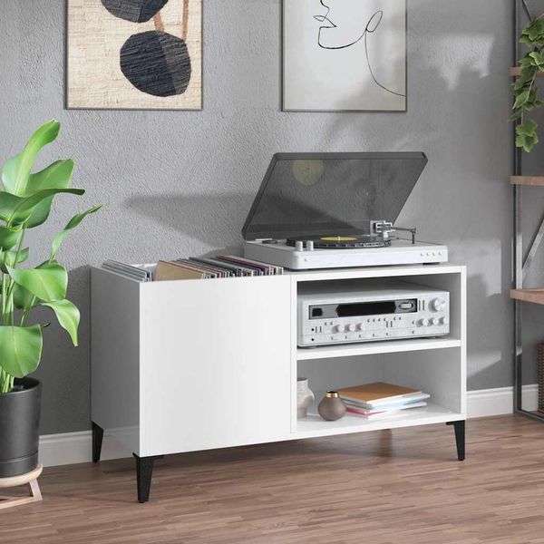 vidaXL Skrinka na platne lesklá biela 84,5x38x48 cm kompozitné drevo
