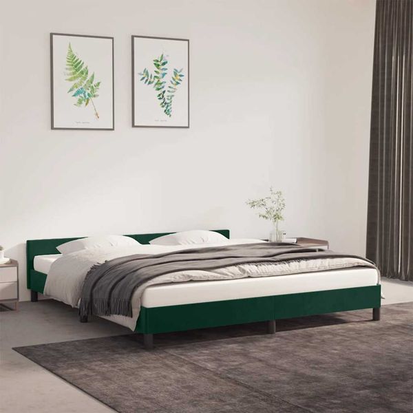 vidaXL Posteľ bez matraca tmavozelený 160x200 cm zamat