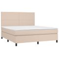 vidaXL Boxspring posteľ matrac a LED kapučínová 180x200 cm umelá koža