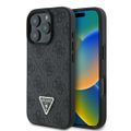 Puzdro Guess pre iPhone 16 Pro 6,3" GUHCP16LP4TDPK Kožené 4G Triangle Strass čierne MagSafe
