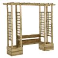 vidaXL Záhradná pergola s lavičkou a kvetináčmi impregnovaný masív