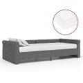 vidaXL Pohovka s matracom a USB tmavosivá látková 90x200 cm