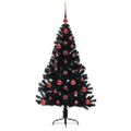 vidaXL Umelý predsvietený vianočný stromček Čierna 120 cm PVC