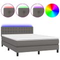 vidaXL Boxspring posteľ s matracom a LED sivá 140x200 cm umelá koža