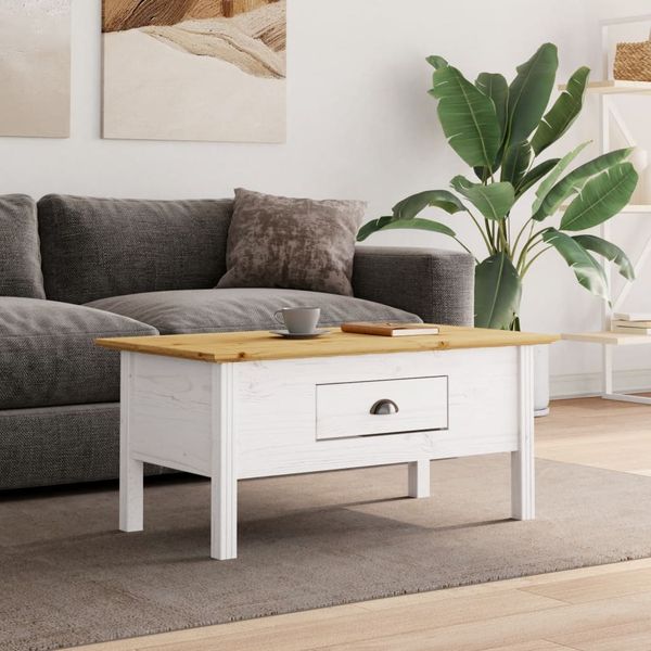 vidaXL Konferenčný stolík BODO bielo-hnedý 100x55x46 cm borovic. masív