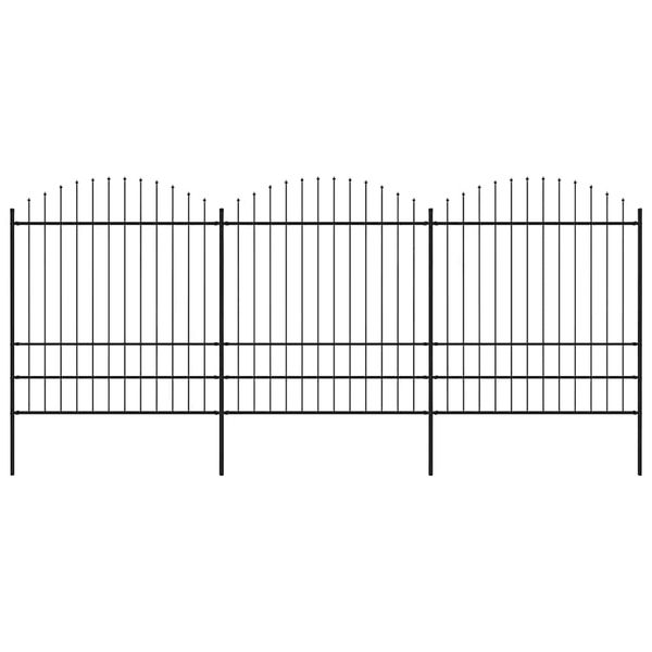 vidaXL Záhradný plot s vrchnou časťou z ocele 537x200 cm čierny