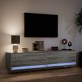 vidaXL TV nástenná skrinka s LED svetlami sivá sonoma 180x31x38 cm