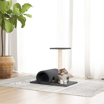 vidaXL Škrabadlo pre mačky s tunelom tmavosivé 60x34,5x50 cm