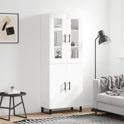 vidaXL Vysoká skrinka biela 69,5x34x180 cm spracované drevo