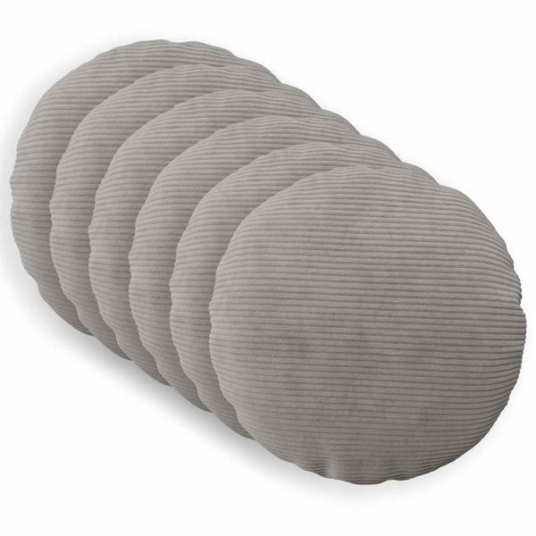 vidaXL Poťah na podložku 6 pcs HEERLEN Svetlosivá Ø 30 cm manšestr