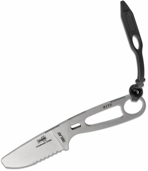 ESEE Imlay záchranársky nôž 5,9 cm, celooceľový, Stonewash, čierne plastové puzdro, pripínanie