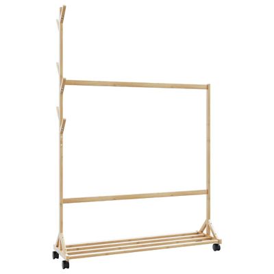 vidaXL Vešiak na oblečenie s háčikmi a kolieskami 100x35x157 cm bambusový