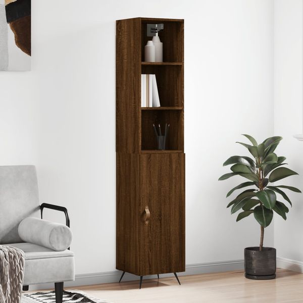 vidaXL Vysoká skrinka hnedý dub 34,5x34x180 cm spracované drevo