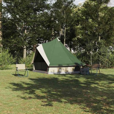 vidaXL Tipi stan so strechou Zelená 400 x 346 x 250 cm taft