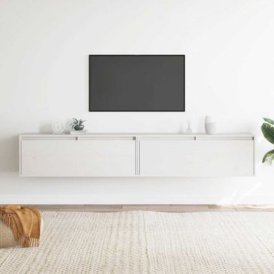 vidaXL Nástenné skrinky 2 ks biele 100x30x35 cm masívna borovica