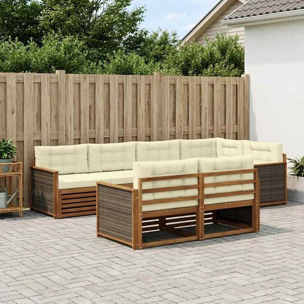 vidaXL Záhradná súprava gaučov 7 pcs Prírodná a krémová
