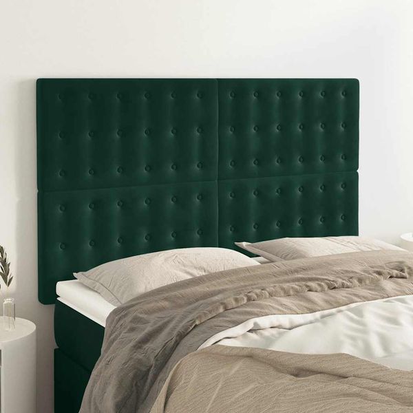 vidaXL Čelo postele tmavozelené 144x5x118/128 cm zamatové