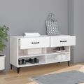 vidaXL Botník lesklý biely 102x35x55 cm spracované drevo