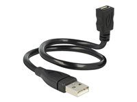 Predlžovacia šnúra USB - Micro USB typ B (samica) na USB (samec) - USB 2.0 - 35 cm - čierna
