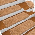 vidaXL Schodové rohože 30 ks 65x21x4 cm béžové s obdĺžnikovým okrajom