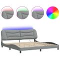 vidaXL Rám postele s LED bez matraca Hvar bledosivá 200x200 cm látka