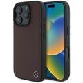 Puzdro Mercedes pre iPhone 16 Pro 6,3" MEHMP16L23RBGVR Hardcase MB Imitácia dreva Koža MagSafe červené