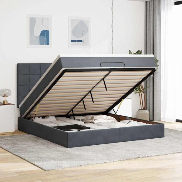 vidaXL Osmanský rám postele s matracmi tmavosivá 180x200 cm zamat