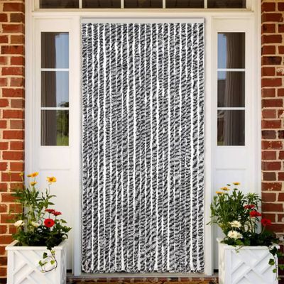 vidaXL Záves proti hmyzu, sivo čierno biely 90x220 cm, ženilka