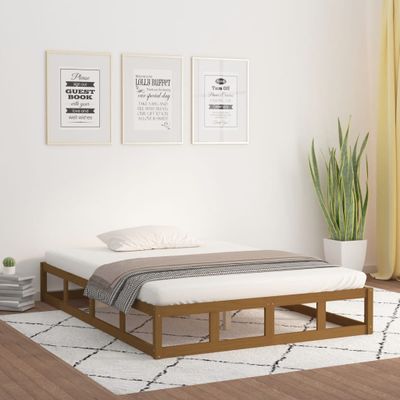 vidaXL Posteľný rám medový 120x190 cm malé dvojlôžko masívne drevo