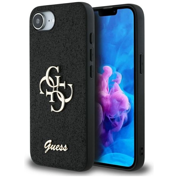 Puzdro Guess HC Fixed Glitter Big 4G pre iPhone 16e čierna