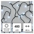 LED vianočný čerešňový reťaz – guľky, 48 m, vonkajšie i vnútorné, studená biela, časovač
