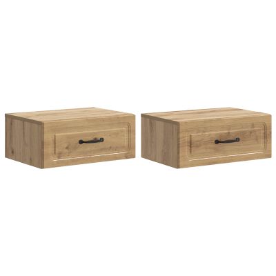 vidaXL Nástenná nočná skrinka 2 pcs Dub artisan 49 x 34,5 x 20 cm