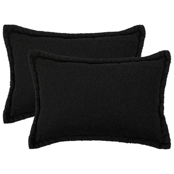 vidaXL Poťah na podložku 2 pcs HOUTEN Čierna 30 x 50 cm Bouclé