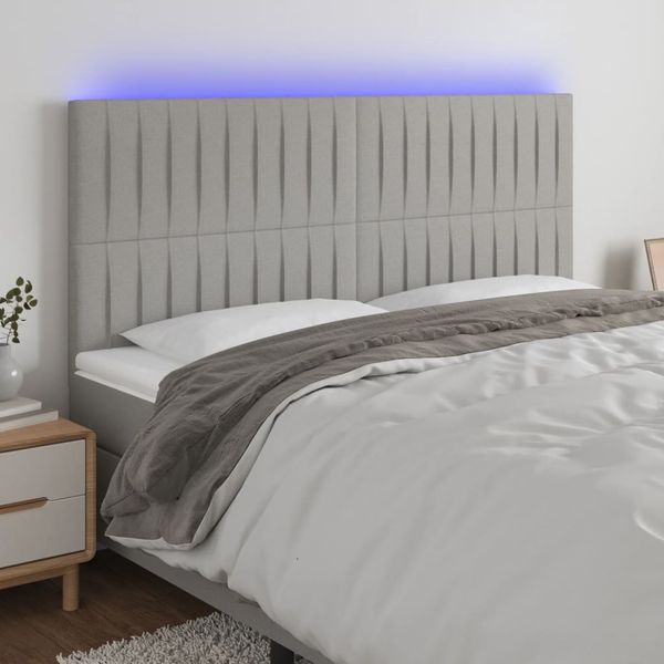 vidaXL Čelo postele s LED bledosivé 160x5x118/128 cm látka