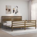 vidaXL Posteľný rám s čelom medovo-hnedý 200x200 cm masívne drevo