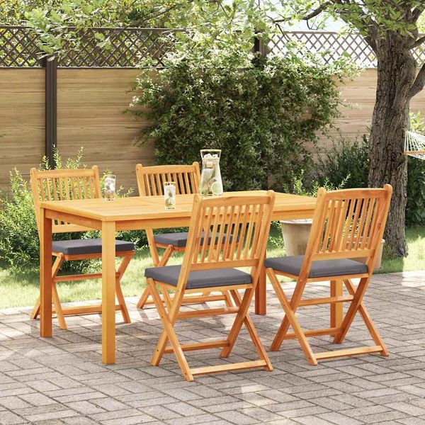 vidaXL Skladacia stolička 4 pcs Sivá 49 x 57.5 x 92 cm Akáciový masív