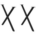 vidaXL Nohy k jedálenskému stolu v tvare X, 2 ks, čierne, 90 x (72-73) cm, oceľové