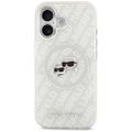 Puzdro Karl Lagerfeld Magsafe IML trblietavé puzdro s kovovým rámom a tlačidlami, hlavy Karla a Choupette na opakovanom logu KL pre iPhone 17 sivá