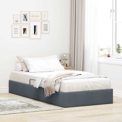 vidaXL Úložná posteľ s úložiskom Tmavosivá 90 x 190 cm Zamat